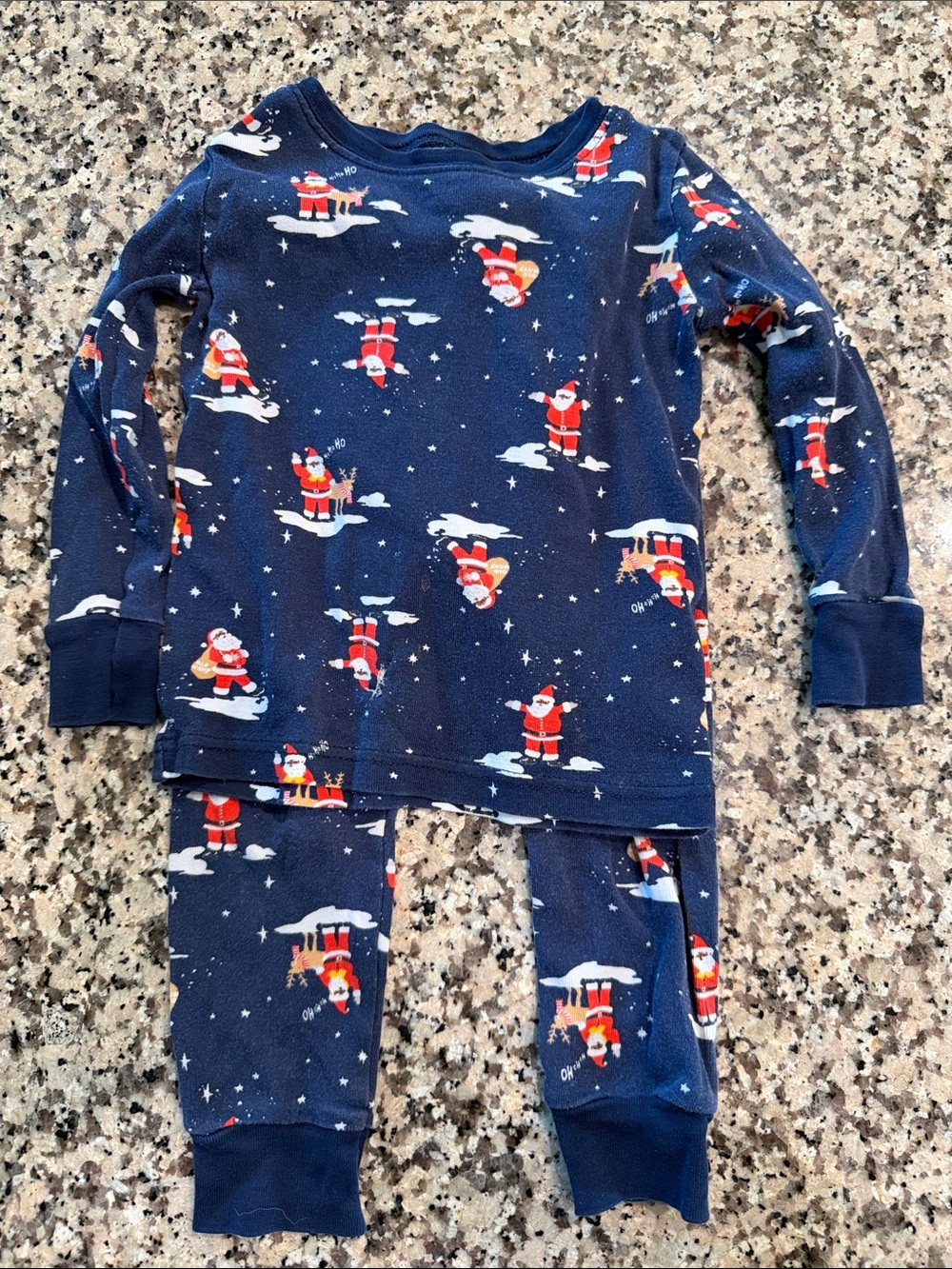 Old Navy Kids Navy Santa Print Pajama Set 2T